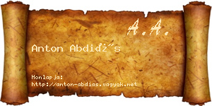 Anton Abdiás névjegykártya